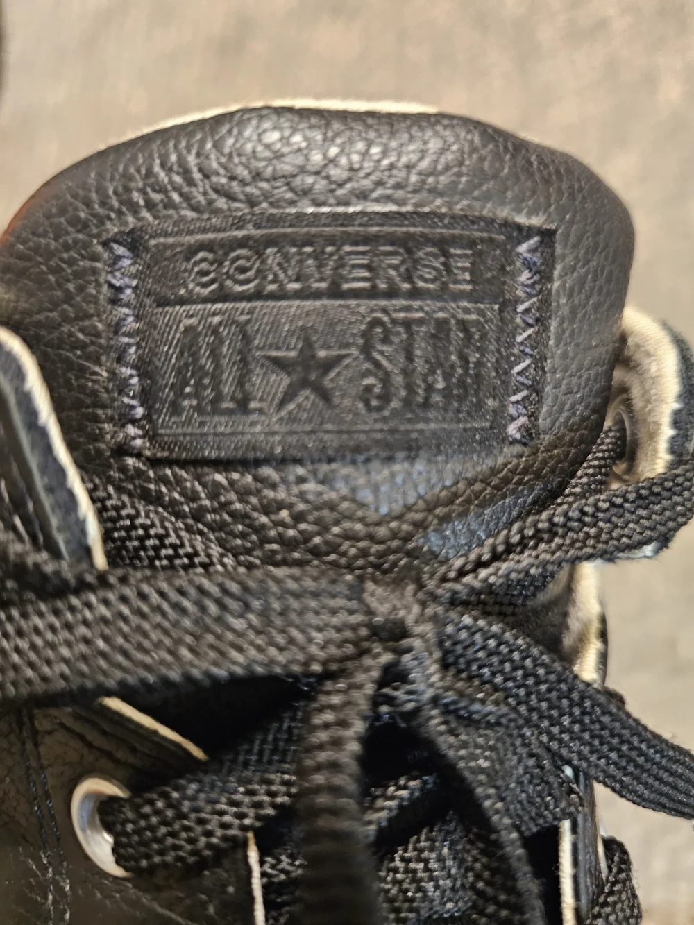 Converse Leather High Top All Star Sneakers in Black with Cream Midsole
